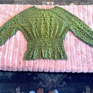 LEOPARD FALL Green Olive Animal print Small S Hailey & Co boutique